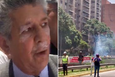 ¡RESTEADO EN LA CALLE! Ramos Allup denunció que la PNB lo reprimió con gas pimienta (+Video)