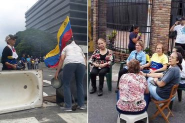 ¡RESTEADAS! Madres y abuelas venezolanas comenzaron el plantón con olla en mano (+Sillas+Jugo+Café)