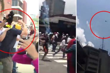 ¡GRAVÍSIMO! Helicóptero de la PNB lanzó lacrimógenas a manifestantes en El Rosal (+Video)