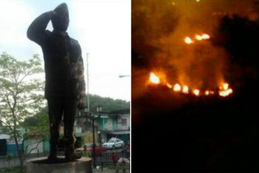 ¡QUEDÓ EN CENIZAS! Incendiaron la estatua de Chávez en Mariara, estado Carabobo (+Fotos)