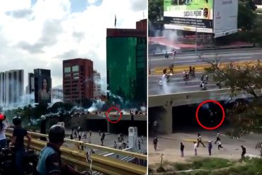 ¡HORROR! Manifestante cae desde la autopista hacia Las Mercedes huyendo de la represión (+Videos)