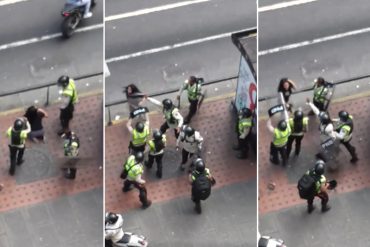 ¡COBARDES! Momento en que la PNB agrede, golpea y rocía gas directo en la cara de manifestantes (+Video)