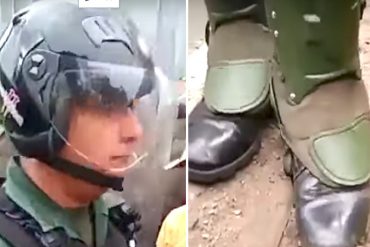 ¡DANDO LÁSTIMA! Los guardias que reprimen en Maracaibo tienen hasta las botas rotas (+Video)