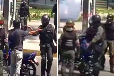 ¡MUY ALZADITO! GNB golpeó a motorizado que intentaba pasar durante manifestación (+Video)