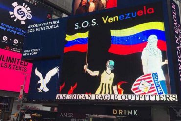 ¡DESDE NUEVA YORK! Un nuevo mensaje de apoyo a Venezuela apareció en Times Square, en Nueva York