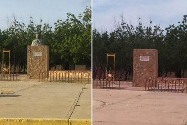 ¡VOLARON AL COMANDANTE! Desaparece estatua de Hugo Chávez en Los Taques, estado Falcón