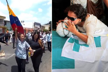 ¡APLAUSOS DE PIE! Madre de Paúl Moreno salió a protestar tras salir del velorio de su hijo (+Video)