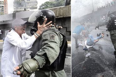 ¡MISERABLES! Médico que abrazaba a militar y le pedía parar represión fue agredido con ballena (+Video)