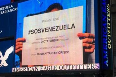 ¡TE LO MOSTRAMOS! El mensaje de apoyo a Venezuela que apareció en las pantallas del Times Square (+Video)