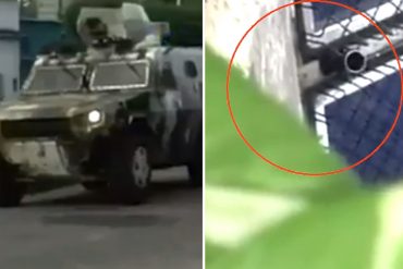 ¡SALVAJES DESATADOS! Video capta el momento en que una tanqueta dispara sin piedad hacia una casa
