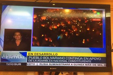 ¡PIRATAS Y COBEROS! Telesur usa imagen de vigilia opositora y dice que es en apoyo a la Constituyente