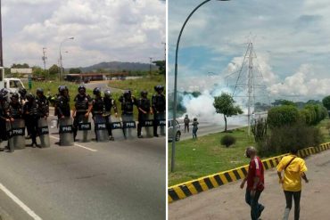 ¡COBARDES! Con gigantes piedras y represión impiden llegar marcha a Campo Carabobo (+Fotos)