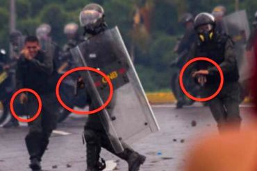 ¡MÍRELOS! Al menos tres efectivos de la GNB usaron armas de fuego durante la protesta del #19Jun