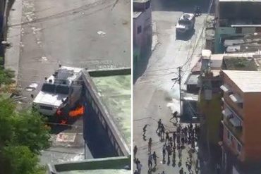 ¡LOS CORRIERON! GNB mete la tanqueta a reprimir a La Vega, llevó candela y la hacen retroceder (VIDEO)