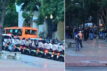 ¿LISTOS PARA REPRIMIR? Efectivos de la PNB y el Sebin amanecieron en la Plaza Altamira #5Jun