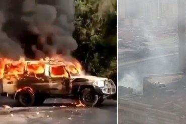 ¡ATENCIÓN! Reportan feroz represión en El Paraíso este #5Jul: quemaron jeep de la GNB (+Videos)