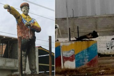 ¡ENTÉRATE! Quemaron y decapitaron otra estatua de Chávez en Lara