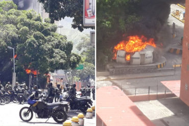 ¡ATENCIÓN! Fuertes enfrentamientos en Los Ruices: Quemaron sede de la PNB y dispararon bombas lacrimógenas desde VTV