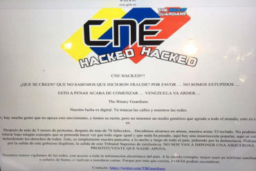 ¡ENTÉRESE! Hackean portal web del CNE y dejan mensaje: ¿Creen que no sabemos que hicieron fraude?