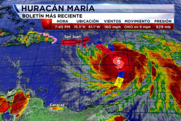 ¡ALERTAS PRENDIDAS! El peligroso huracán María alcanzó la categoría 5 en su paso por el Caribe