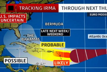 ¡ALARMAS PRENDIDAS! Irma se mantiene como un “poderoso huracán” en su ruta rumbo al Caribe