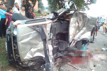 ¡FATAL TRAGEDIA! Cinco muertos y tres heridos dejó accidente de tránsito en la Valle-Coche (un bebé lesionado)