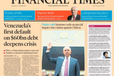 ¡RAYA MUNDIAL! Portada del Financial Times de este miércoles anuncia el default de Venezuela