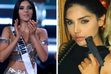 ¡DOBLE MORAL! Las polémicas fotos de la Miss Colombia que gritó «no más armas» en el Miss Universe (Imágenes + fail)