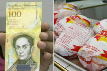 ¡PARA LLORAR! Lo que podrás comprar con un billete de Bs. 100.000: Un pollo y dos cubitos