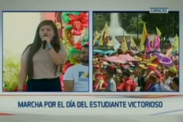 ¡UPS!  El pelón de esta “estudiante revolucionaria” mientras hablaba con Maduro en plena cadena