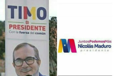 ¿COINCIDENCIA? Las grandes similitudes entre el nuevo logo de campaña de Maduro y el del líder de las FARC, alias Timochenko