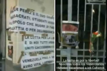 ¡EN SEÑAL DE PROTESTA! Embajada de Venezuela en Roma amaneció tapizada con carteles y panfletos contra Maduro (+Video)