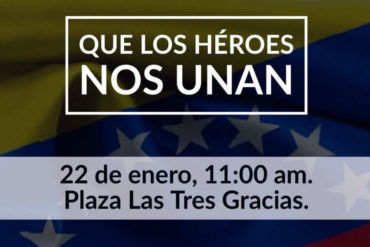 ¡ATENCIÓN! Convocan concentración este #22Ene como tributo a todas “las víctimas de la tiranía” (+Tuits)