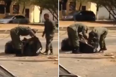 ¡INDIGNANTE! El video de dos hombres uniformados de militares recogiendo comida de la basura