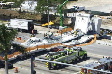 ¡SE SALVARON DE BROMITA! Venezolanos casi fueron aplastados por el puente que se derrumbó en Miami (+Video)