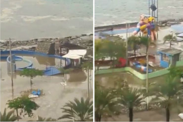 ¡INUNDADO! Los destrozos del Parque Acuático en Macuto tras la alerta de mar de fondo (+Video)