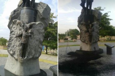 ¡ADIÓS COMANDANTE! Vecinos de Sabaneta de Barinas quemaron estatua de Chávez (+Fotos +pasó a la historia)