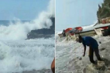 ¡SORPRENDENTE! Olas arrastran vehículos e inundan Malecón de Choroní (+Video)