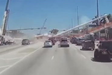 ¡ATERRADOR! Este video captó el momento exacto en que se desplomó el puente peatonal en Miami