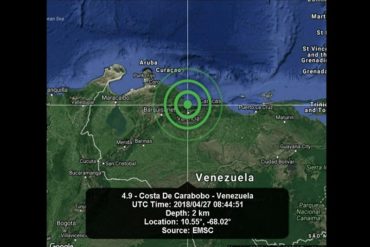 ¡ÚLTIMA HORA! Funvisis registró fuerte sismo de magnitud 4.7 al noroeste de Morón (se sintió en varias ciudades del país)