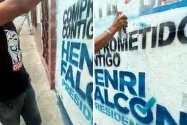 ¡CONTUNDENTE! Así tapan los murales de Henri Falcón: Vamos a limpiar a Venezuela de la contaminación (+Video)