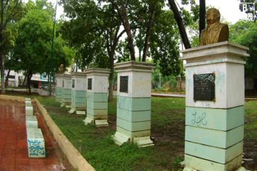 ¡EL VANDALISMO NO PARA! Robaron cuatro bustos de bronce de la plaza Los Ilustres en Barquisimeto