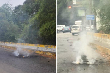 ¡QUÉ PELIGRO! Cable de alta tensión echando chispas causó alarma en vía hacia Los Naranjos (+Fotos)