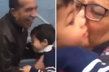 ¡ENTERNECEDOR! Niño llora de la felicidad al ver a sus abuelos venezolanos arribar a la Patagonia en Argentina (+Video)