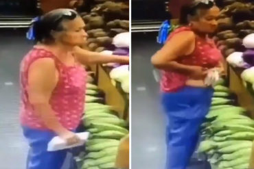 ¡VEA! Pillan a una abuelita hurtando tres bandejas de carne en un supermercado de Guacara (+Video bochornoso)