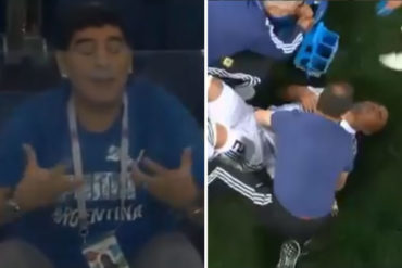 ¡ABOMINABLE! El indolente gesto de Maradona en pleno partido de Argentina mientras un jugador intentaba recuperarse de una caída (+Video)