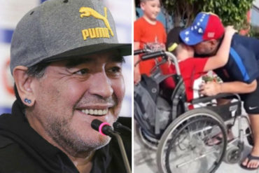 ¡MÍRELO! El gesto de Maradona con este pequeño niño que nació sin piernas (+Video)