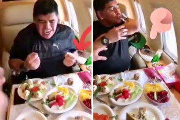 ¡NO LO PERDONARON! Tuiteros ironizan sobre las “piedritas” que llevaba Maradona en un avión privado (+Video)