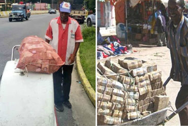 ¡A ESTO LLEGAMOS! Al estilo Zimbabwe: Heladero cobra un helado con un saco de billetes