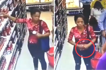 ¡VEA! La grabaron robando dos envases de salsa para pastas en comercio de Puerto Ordaz (+video que da pena)